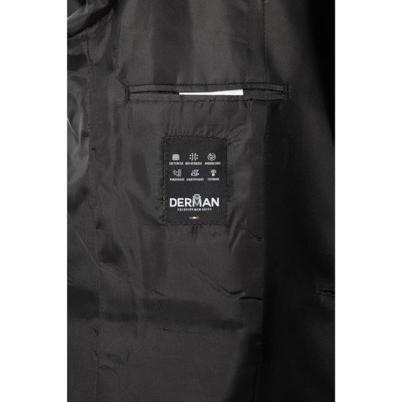 Derman Black Floral Patterned Glitter Luxury 2 Piece Tuxedo - Picture 4 of 5